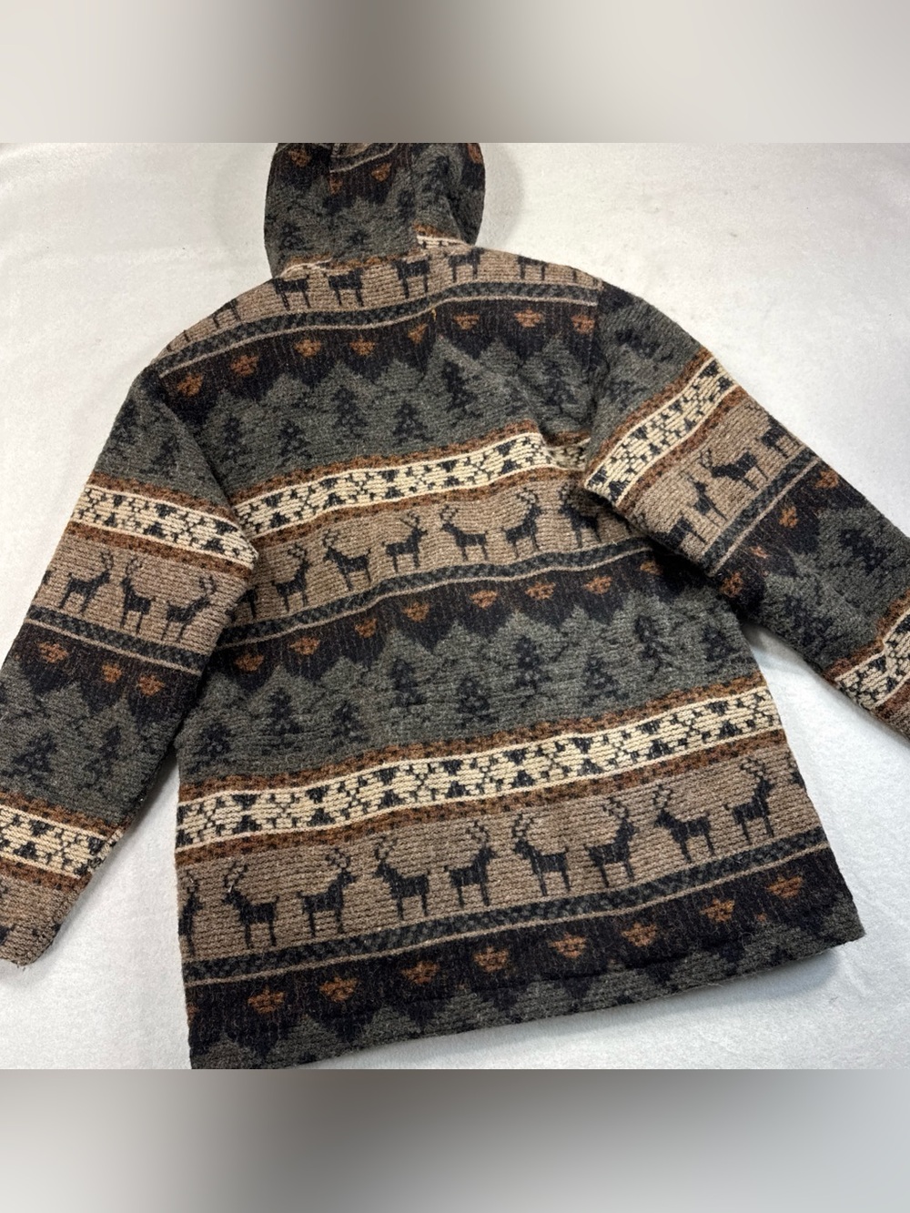 VTG Woolrich Womens Wool Blanket Southwest Animal Aztec Hooded Coat USA - Size M - Picture 10 of 10